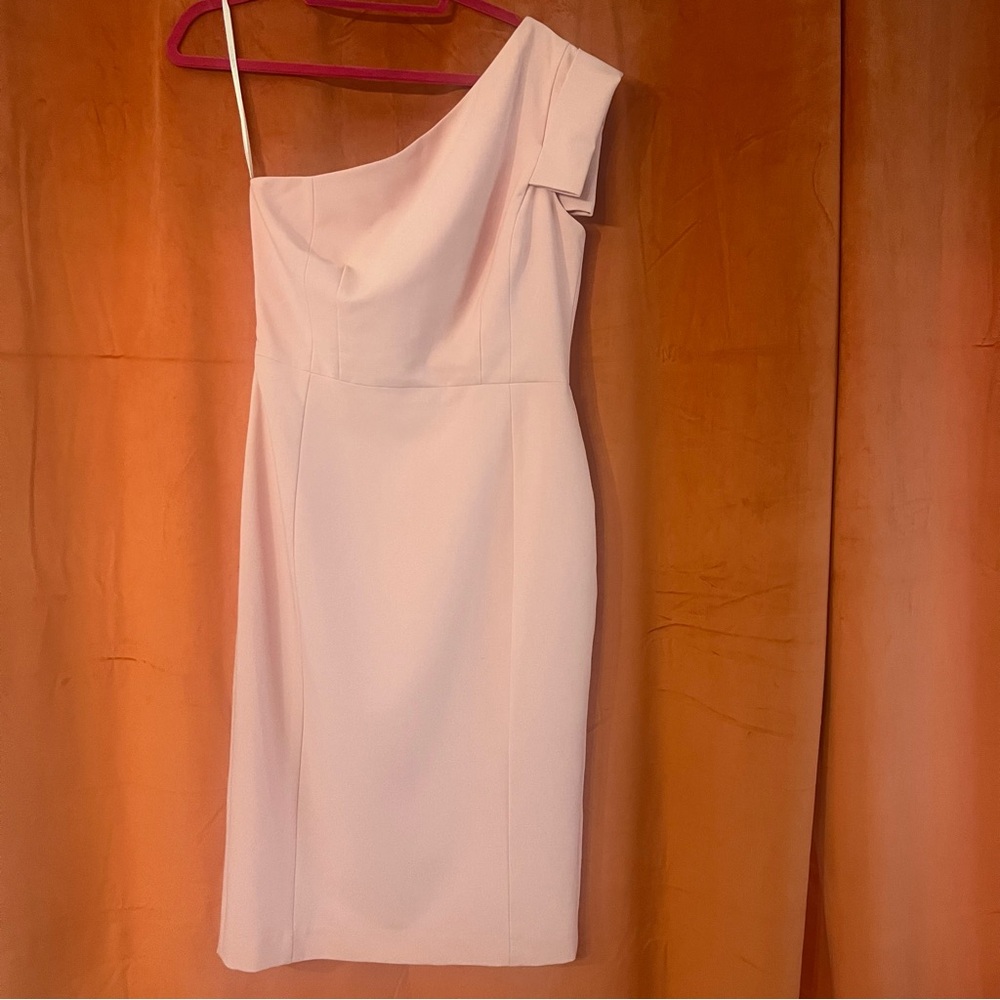 Black Halo Amelie Misty Pink one shoulder dress size 10